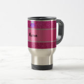Aangepaste naam paarse uil roze glitter reisbeker (Voorkant rechts)
