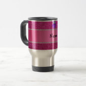 Aangepaste naam paarse uil roze glitter reisbeker (Voorkant links)