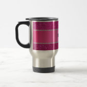 Aangepaste naam paarse uil roze glitter reisbeker (Links)