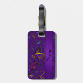 Aangepaste naam paarse wegfietsen bagagelabel (Achterkant verticaal)