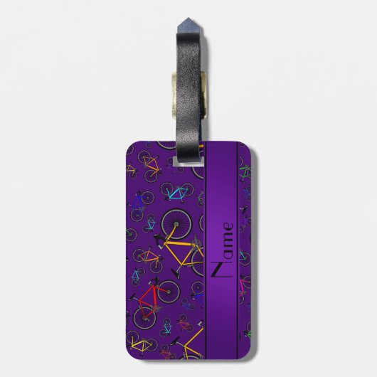 Aangepaste naam paarse wegfietsen bagagelabel (Achterkant verticaal)