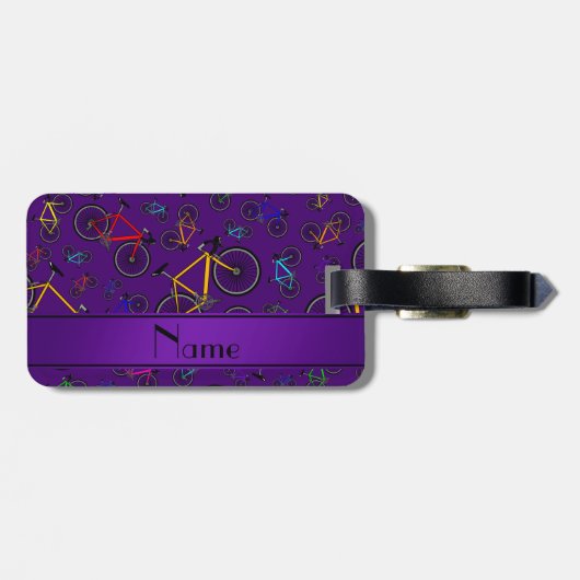 Aangepaste naam paarse wegfietsen bagagelabel (Achterkant horizontaal)