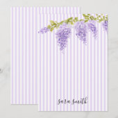 Aangepaste naam paarse Wisteria bloem aangepaste s Kaart (Voorkant / Achterkant)