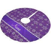Aangepaste naam paarse zilversneeuwvlokken paarse kerstboom rok (Gekanteld)
