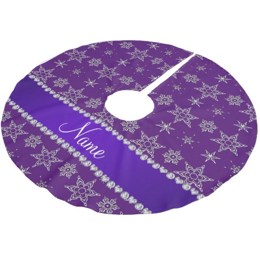 Aangepaste naam paarse zilversneeuwvlokken paarse kerstboom rok (Gekanteld)