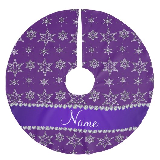 Aangepaste naam paarse zilversneeuwvlokken paarse kerstboom rok (Voorkant)