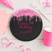 Aangepaste naam + pagina Hot Pink Drift Glitter Bl Papieren Bordje