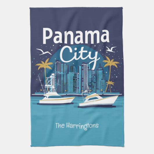 Aangepaste naam Panama City Theedoek (Verticaal)