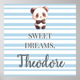 Aangepaste naam Panda Beer Babykamer Poster