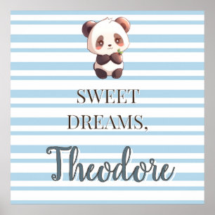 Aangepaste naam Panda Beer Babykamer Poster