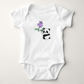 Aangepaste naam Panda met paarse roos Romper (Voorkant)