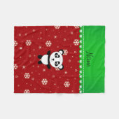 Aangepaste naam panda rode sneeuwvlokken groene st fleece deken (Voorkant (Horizontaal))