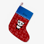 Aangepaste naam panda rode snowmen snoepsnoep kleine kerstsok (Voorkant (Hangend))