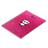 Aangepaste naam panda roze glitter notitieboek (Linkerzijde)