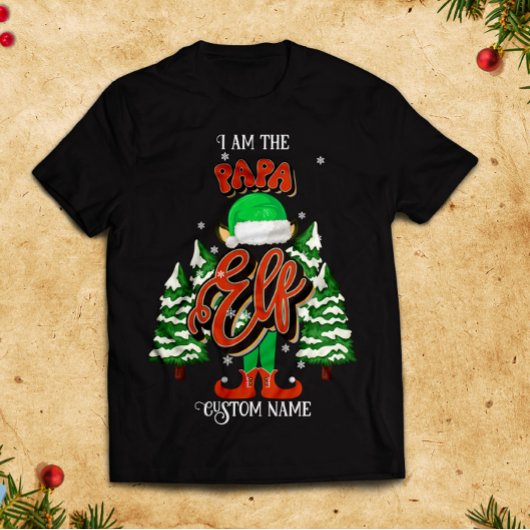 Aangepaste naam Papa elf gepersonaliseerd T-shirt