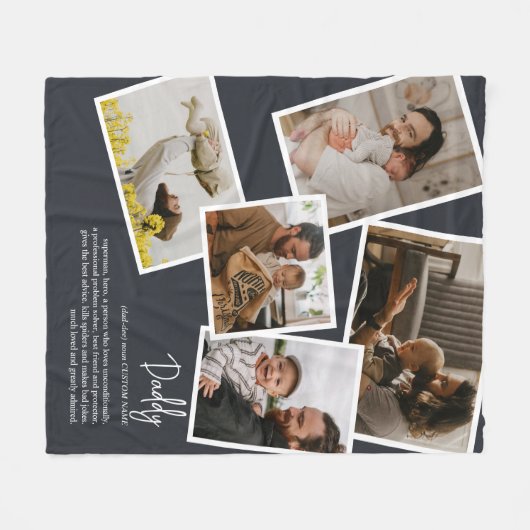 Aangepaste naam Papa Vader Definitie Fotocollage Fleece Deken (Voorkant (Horizontaal))
