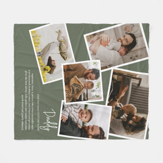 Aangepaste naam Papa Vader Definitie Fotocollage Fleece Deken (Voorkant (Horizontaal))