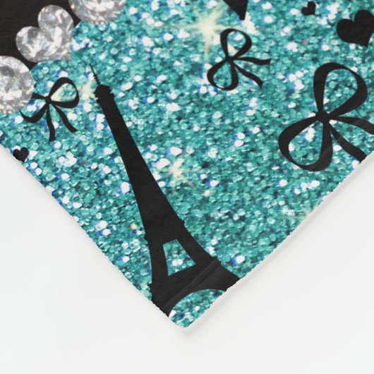 Aangepaste naam paris eiffel tower turquoise glitt fleece deken (Hoek)