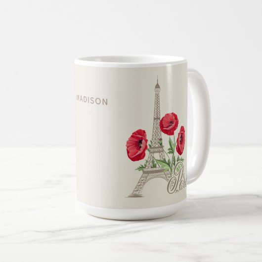 Aangepaste naam Paris France mokken (Voorkant rechts)