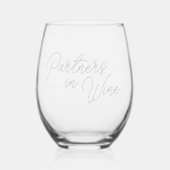 Aangepaste naam "Partners in Wine" Koppels Wijnglas Zonder Voet (Voorkant)