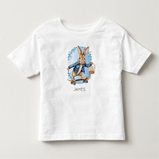 Aangepaste naam Pasen Bunny Boy Skateboarden Kinder Shirts (Voorkant)