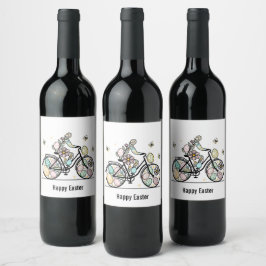 Aangepaste naam Pasen fiets ontwerp Wijn Etiket