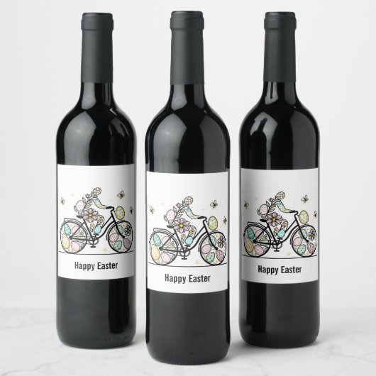 Aangepaste naam Pasen fiets ontwerp Wijn Etiket (Flessen)