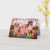 Aangepaste Naam PASEN Groeten Schattigee Honden Ae Kaart (Gele Bloem)