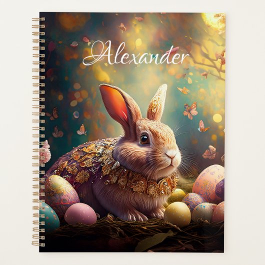 Aangepaste naam Pasen konijn met paaseieren Planner (Voorkant)
