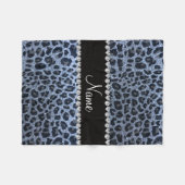 Aangepaste naam pastel blauwe glitter leopard prin fleece deken (Voorkant (Horizontaal))