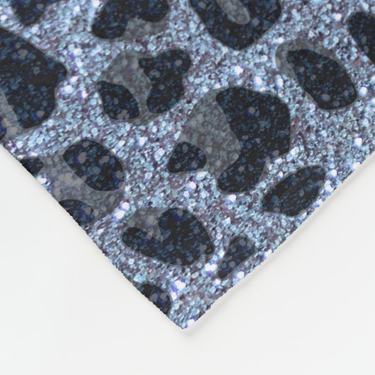 Aangepaste naam pastel blauwe glitter leopard prin fleece deken (Hoek)