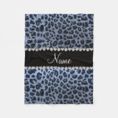 Aangepaste naam pastel blauwe glitter leopard prin fleece deken (Voorkant)
