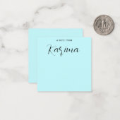 Aangepaste naam Pastel Blauwe Kalligrafie Notitiekaartje (Voorkant / Achterkant in situ)