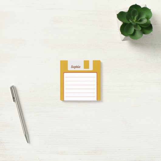 Aangepaste naam pastel floppy disk, warme 70s kleu post-it® notes (Kantoor)