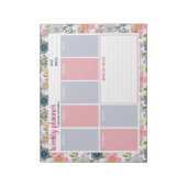 Aangepaste naam Pastel Floral Weekly Planner Notitieblok (Linkerzijde)