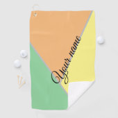 Aangepaste naam pastel mint perzik kleurblok golfhanddoek (Insitu)