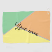 Aangepaste naam pastel mint perzik kleurblok golfhanddoek (Horizontaal)