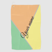 Aangepaste naam pastel mint perzik kleurblok golfhanddoek (Voorkant)