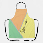Aangepaste naam pastel mint perzik kleurblok schort (Voorkant)