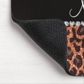 Aangepaste naam pastel oranje glitter leopard prin muismat (Hoek)