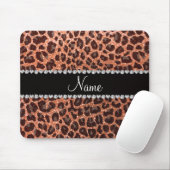 Aangepaste naam pastel oranje glitter leopard prin muismat (Met muis)