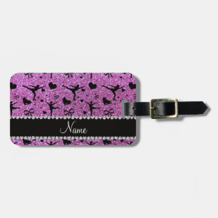 Aangepaste naam pastel paarse glitter-afbeelding s bagagelabel