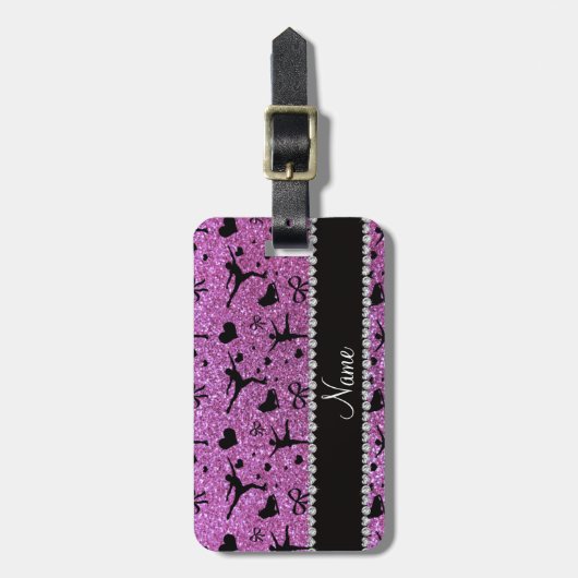 Aangepaste naam pastel paarse glitter-afbeelding s bagagelabel (Voorkant verticaal)