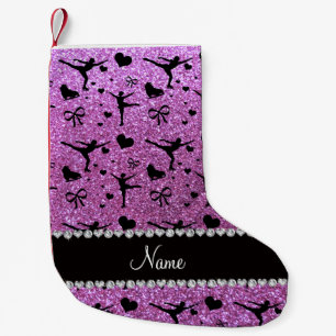 Aangepaste naam pastel paarse glitter-afbeelding s kleine kerstsok
