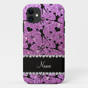 Aangepaste naam pastel paarse glitter cheerlead Case-Mate iPhone case