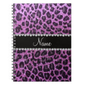 Aangepaste naam pastel paarse glitter leopard prin notitieboek (Voorkant)