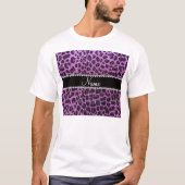 Aangepaste naam pastel paarse glitter leopard prin t-shirt (Voorkant)