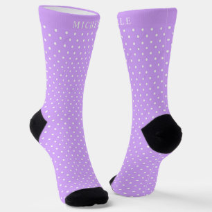Aangepaste naam Pastel Paarse Lavendel Polka Dot Sokken