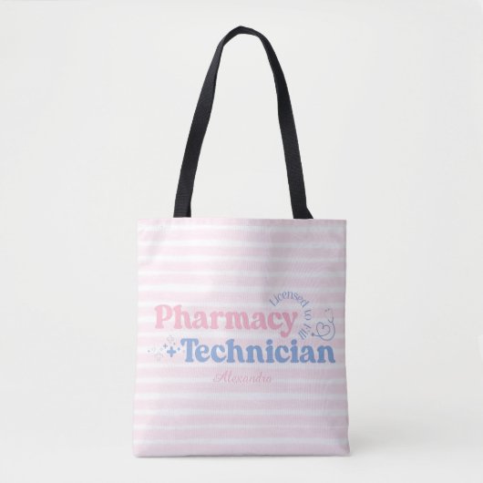 Aangepaste naam Pastel Pharmacy Technician Tote Bag (Voorkant)
