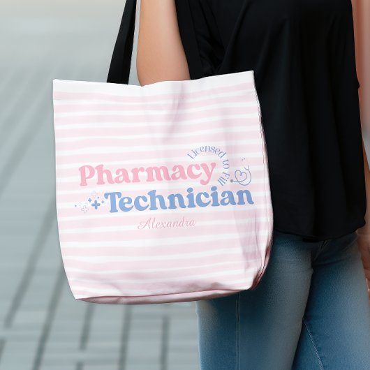 Aangepaste naam Pastel Pharmacy Technician Tote Bag